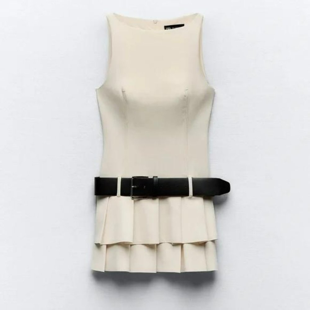 ZARA BELTED BOX PLEAT JUMPSUIT DRESS - Picture 6 of 9